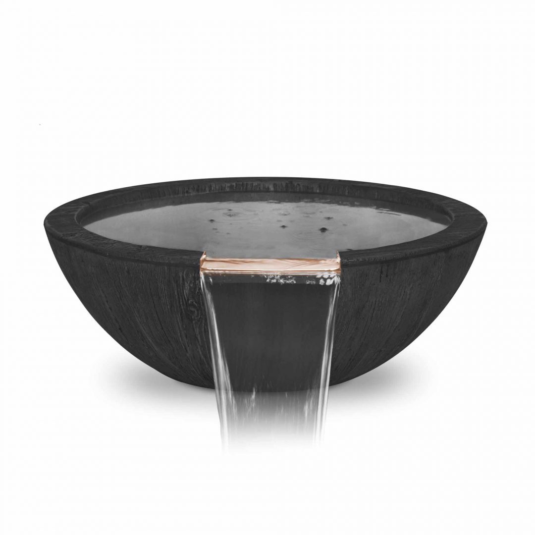 TOP Fires Sedona Wood Grain Water Bowl in GFRC Concrete by The Outdoor Plus - Majestic Fountains