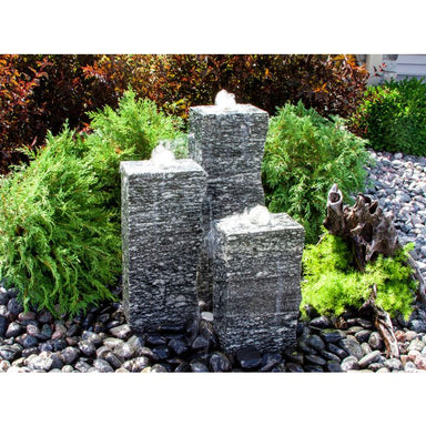 Speckled Granite Fountain - Triple stone column Fountain Kit - 3 sides smooth - Choose from  multiple sizes - Majestic Fountains