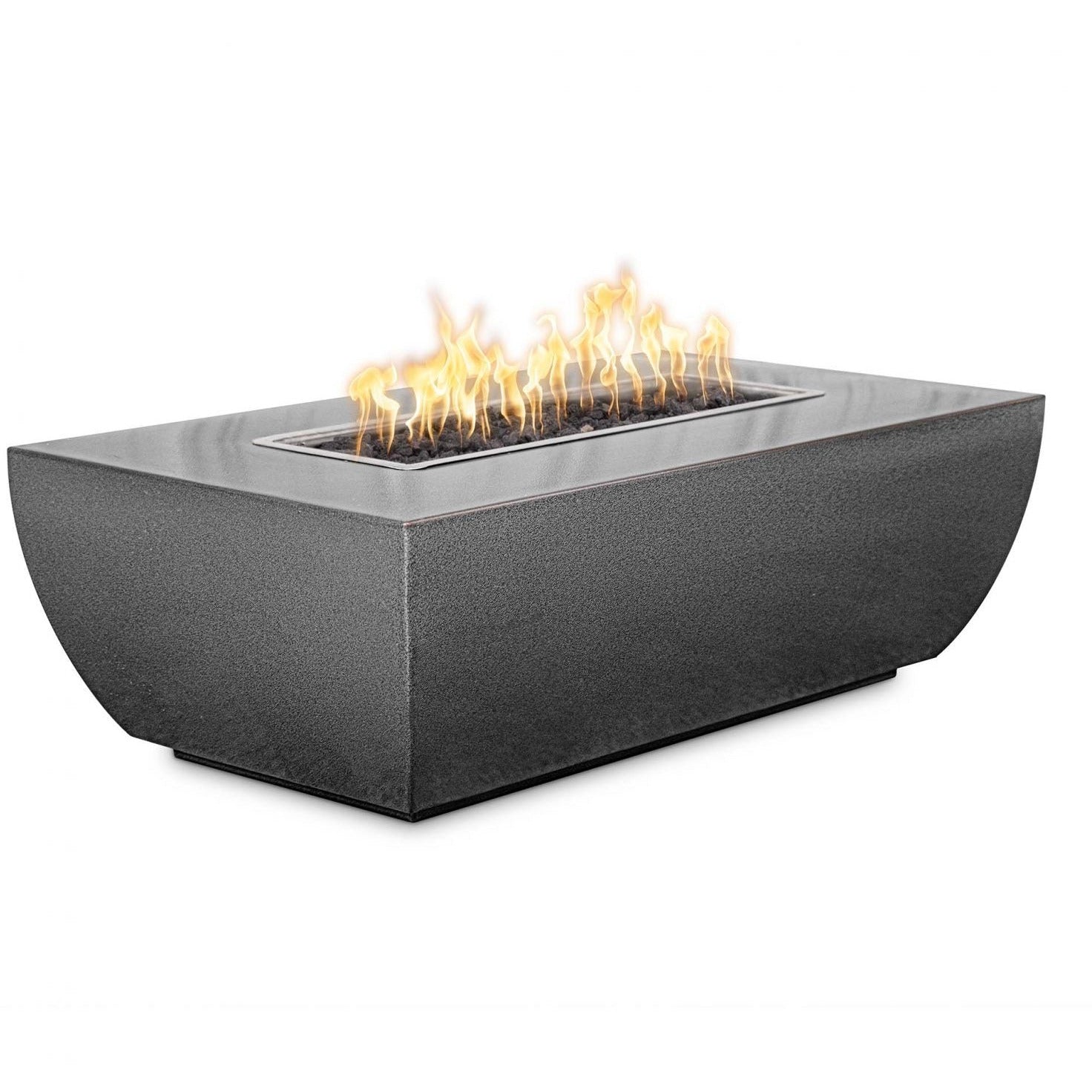 TOP-Avalon Linear Fire Pit-Powder Coat in Silver Vein-Majestic Fountains and More