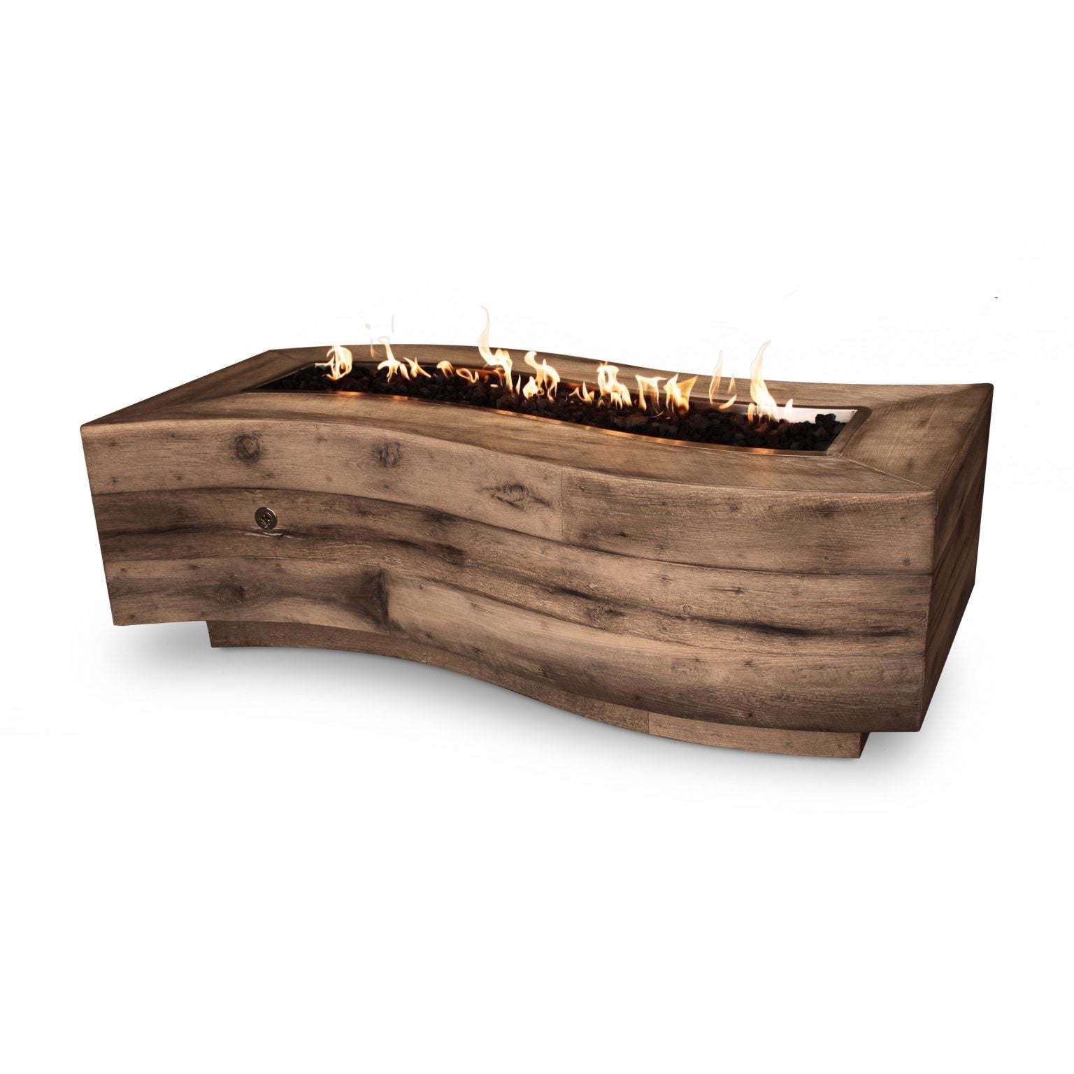 TOP Fires Big Sur Fire Pit in Wood Grain Concrete by The Outdoor Plus - Majestic Fountains