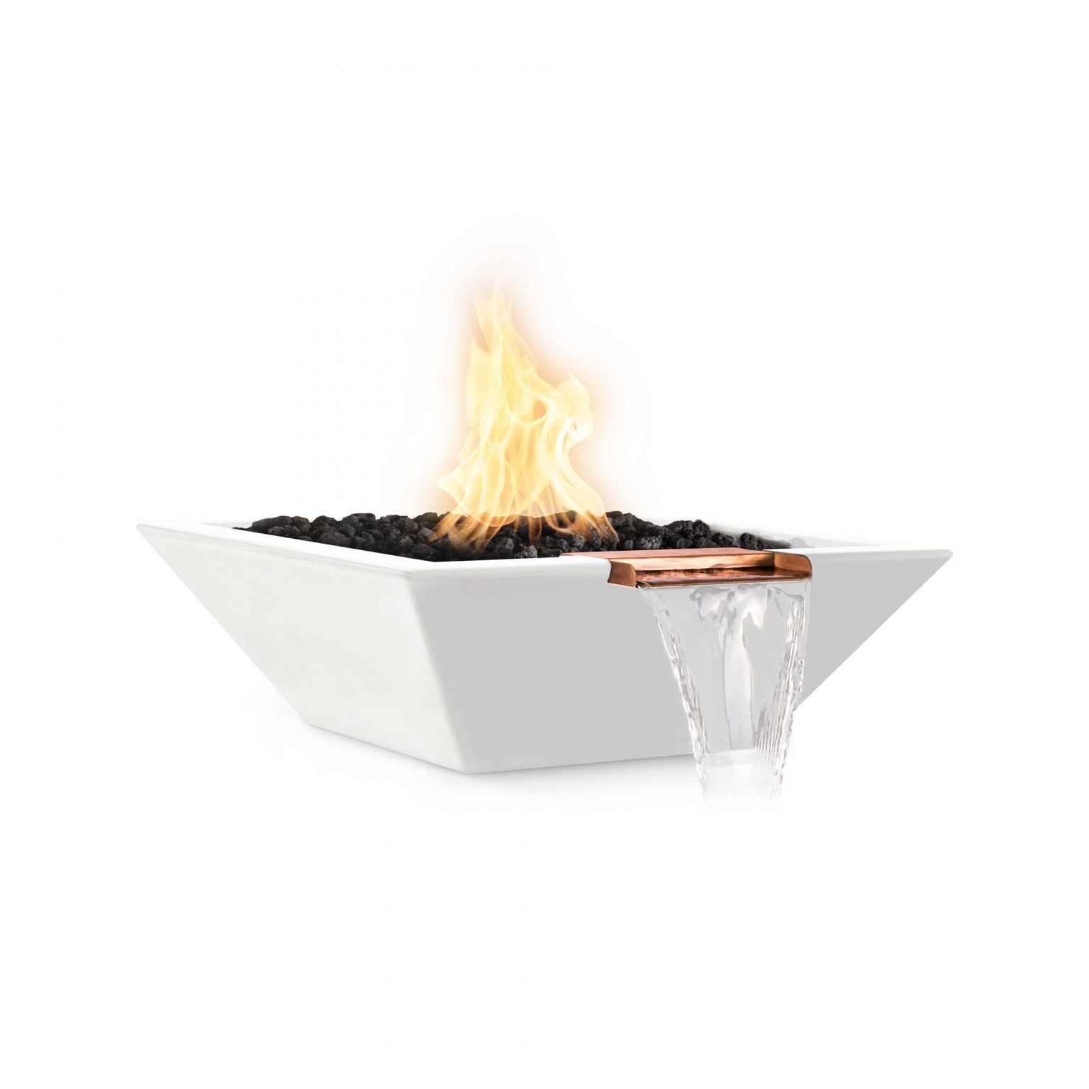 TOP Fires Maya Fire & Water Bowl in GFRC Concrete by The Outdoor Plus - Majestic Fountains