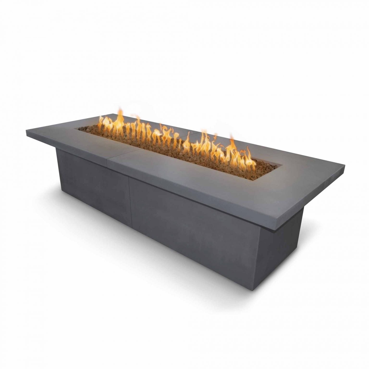 TOP Fires Newport Rectangle Fire Pit in GFRC Concrete Fire Pit by The Outdoor Plus - Majestic Fountains