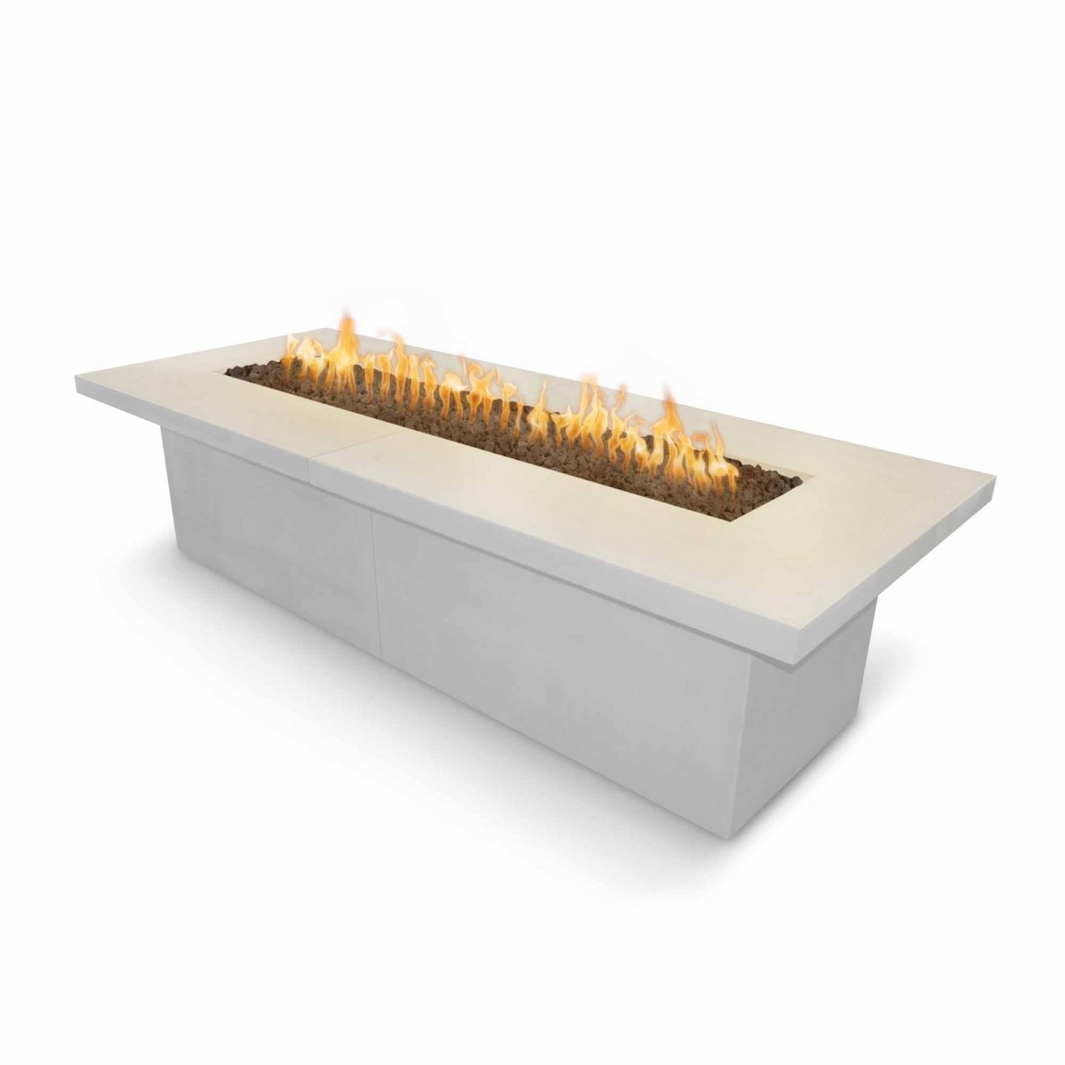 TOP Fires Newport Rectangle Fire Pit in GFRC Concrete Fire Pit by The Outdoor Plus - Majestic Fountains