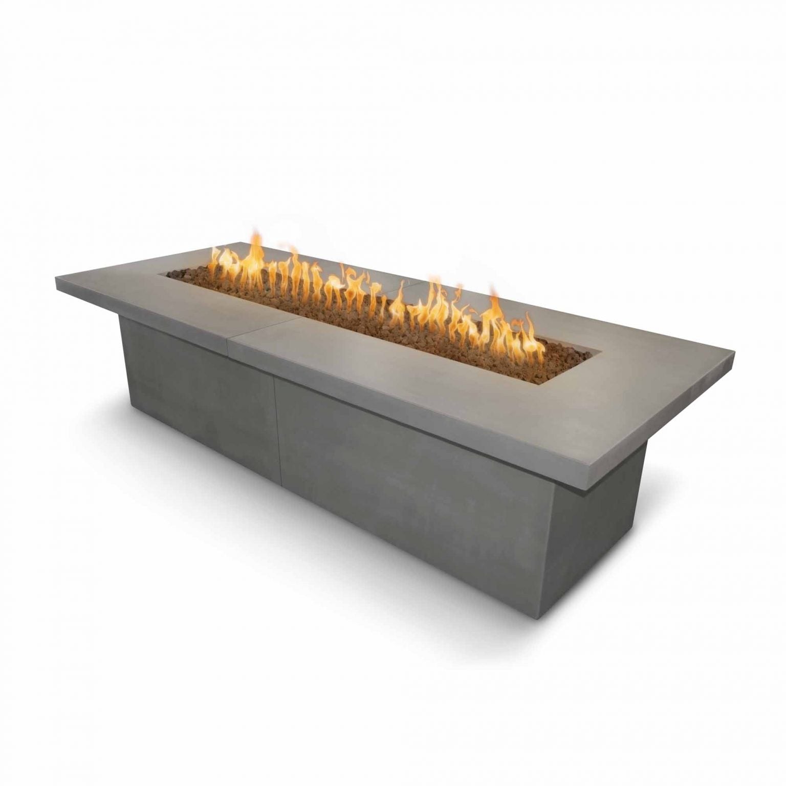 TOP Fires Newport Rectangle Fire Pit in GFRC Concrete Fire Pit by The Outdoor Plus - Majestic Fountains