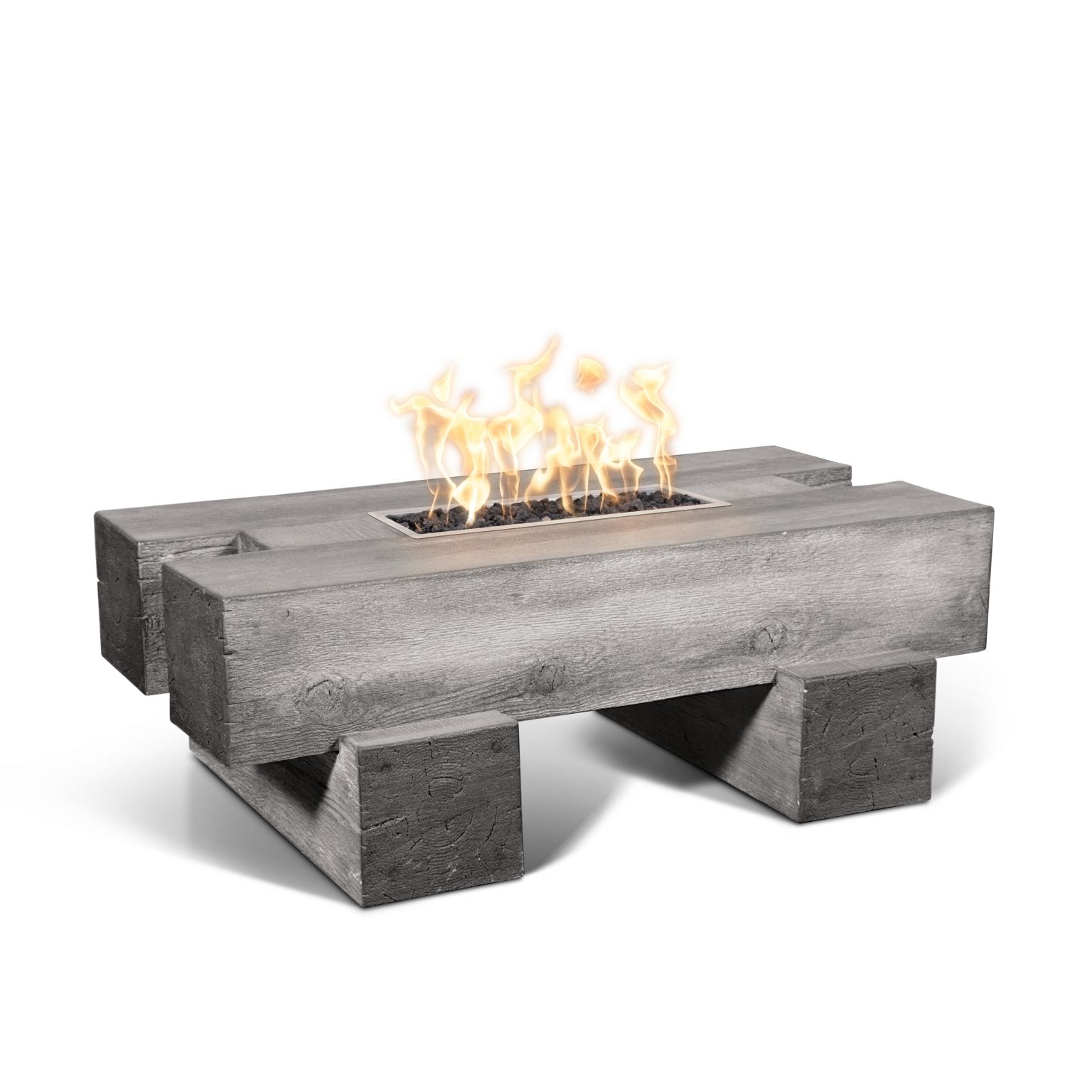 Palo Fire Pit in Woodgrain Concrete Fire Pit by The Outdoor Plus - Majestic Fountains