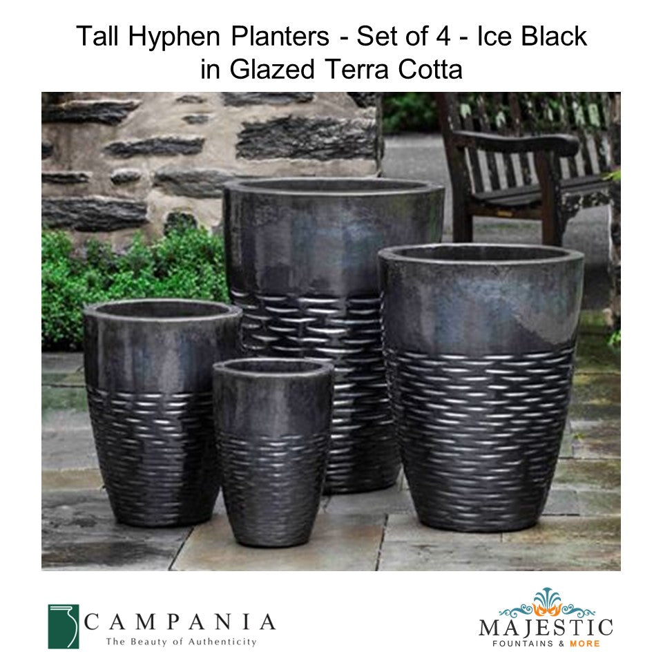 Tall Hyphen Bowl Planters - Set of 4 in Glazed Terra Cotta By Campania ...