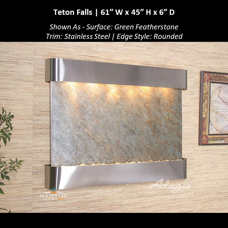 Adagio Teton Falls 45"H x 61"W- Indoor Wall Fountain - Majestic Fountains