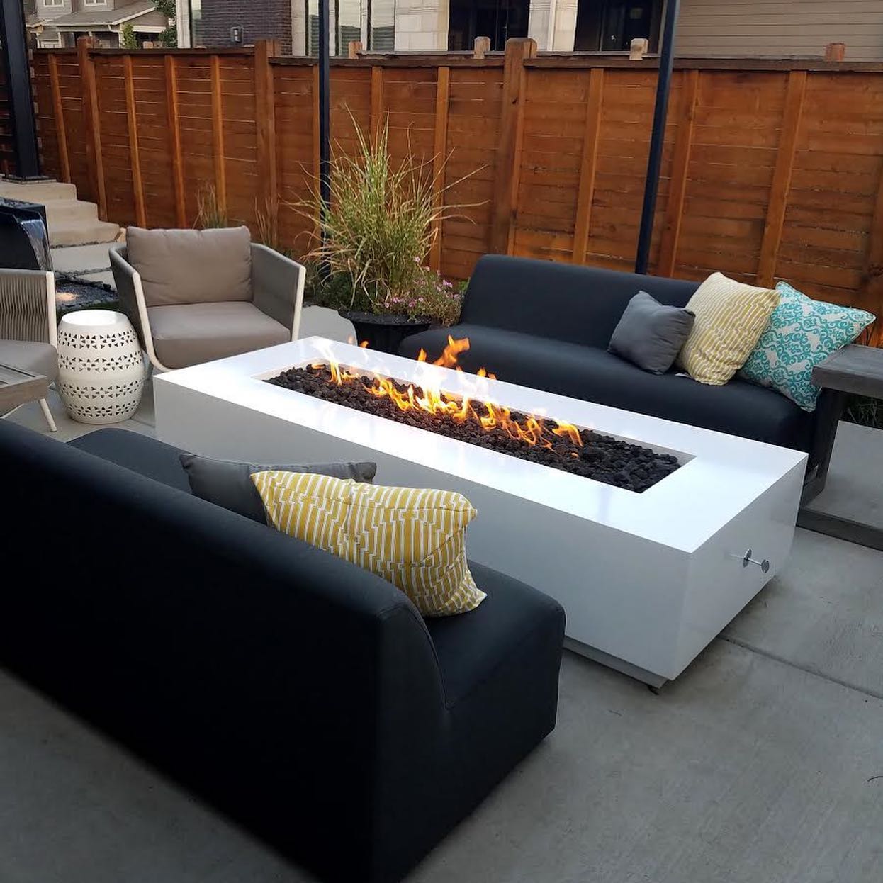 TOP Fires Coronado Rectangle Fire Pit in Powder Coated Steel by The Outdoor Plus - Majestic Fountains