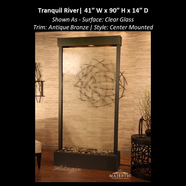 Adagio Tranquil River - Center Mounted 90"H x 41"W - Indoor Floor Fountain - Majestic Fountains