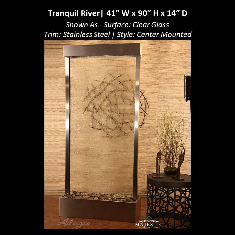 Adagio Tranquil River - Center Mounted 90"H x 41"W - Indoor Floor Fountain - Majestic Fountains