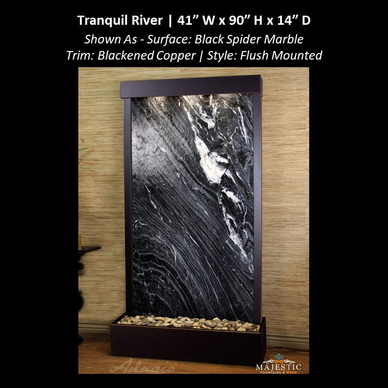 Adagio Tranquil River - Flush Mounted to Rear of the Base 90"H x 41"W - Indoor Floor Fountain - Majestic Fountains