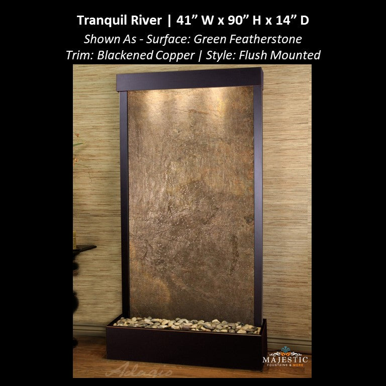 Adagio Tranquil River - Flush Mounted to Rear of the Base 90"H x 41"W - Indoor Floor Fountain - Majestic Fountains