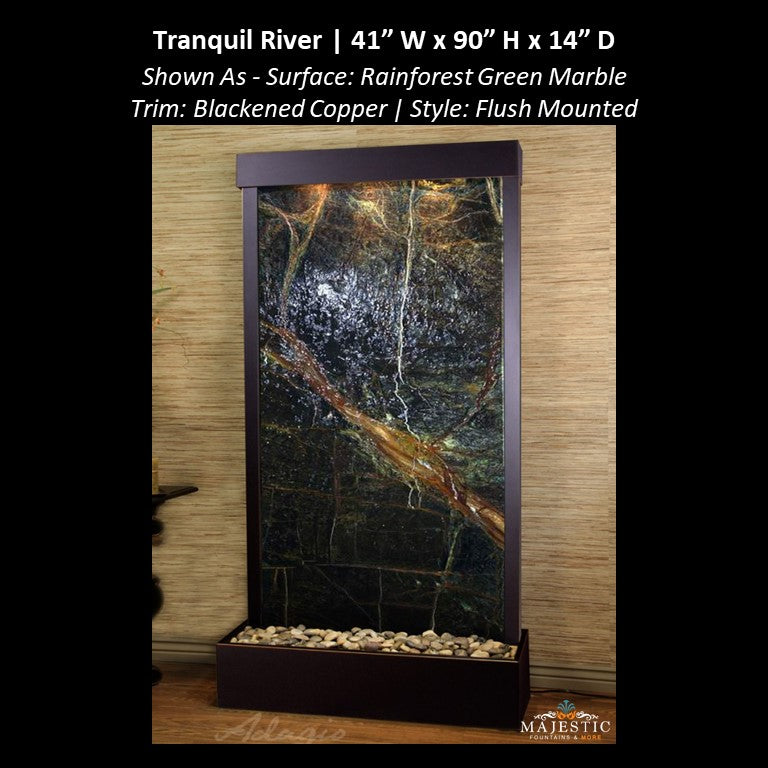 Adagio Tranquil River - Flush Mounted to Rear of the Base 90"H x 41"W - Indoor Floor Fountain - Majestic Fountains