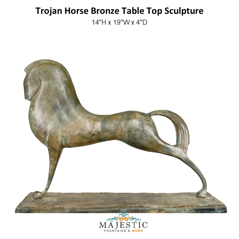 Trojan Horse Bronze Table Top Sculpture - Majestic Fountains and More