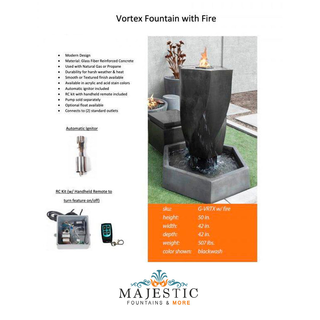 Vortex Fire Fountain - Majestic Fountains and 