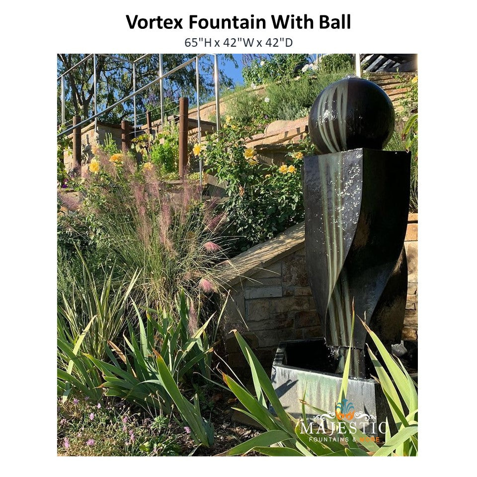 Vortex Fountain With Ball - Majestic Fountains and More.