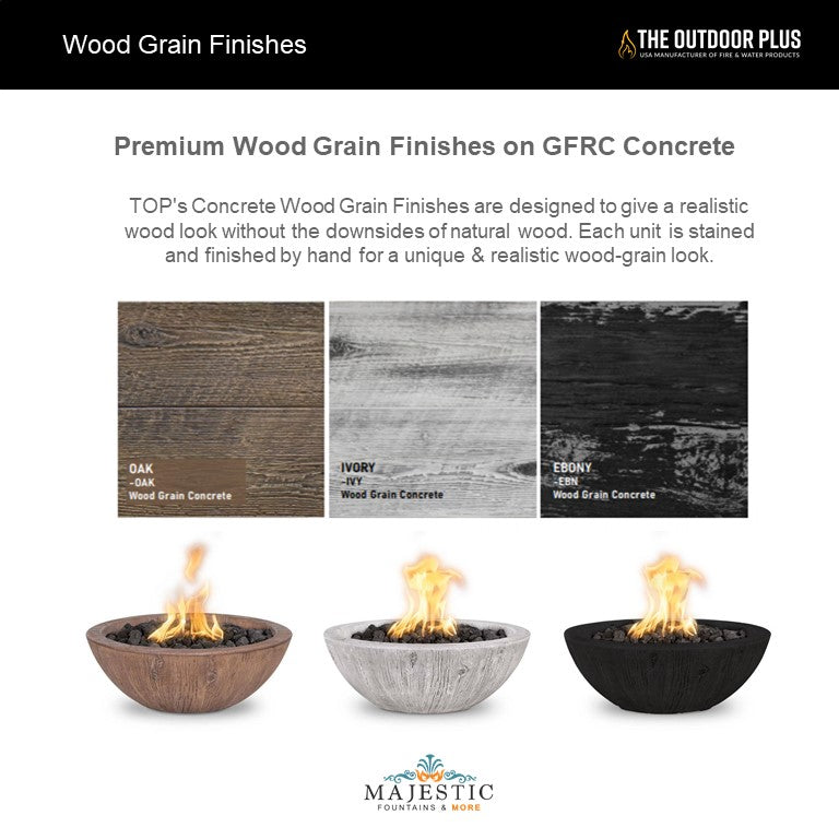 TOP Fires Cazo Wood Grain Planter Bowl in GFRC Concrete by The Outdoor Plus - Majestic Fountains