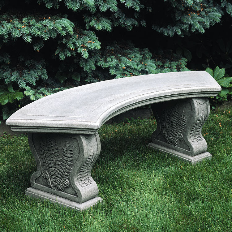 Woodland Fern Curved Bench By Campania International - Majestic Fountains