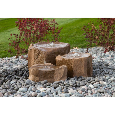 Triple Falls Fountain Kit - GFRC Concrete Bubbling Boulder - Majestic Fountains