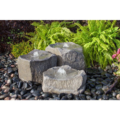 Triple Falls Fountain Kit - GFRC Concrete Bubbling Boulder - Majestic Fountains