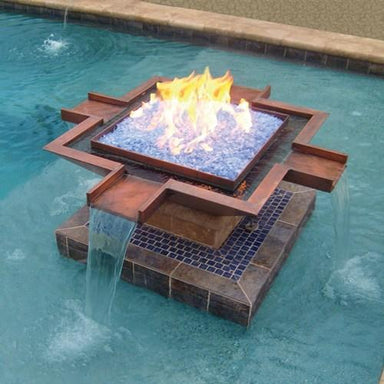 TOP Fires Maya 4-Way Fire & Water Bowl in Copper  by The Outdoor Plus - Majestic Fountains