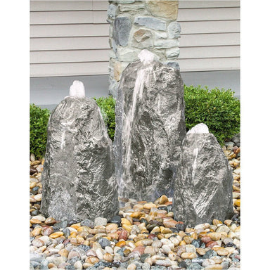 Triple Matterhorn Fountain Kit - GFRC Concrete Bubbling Boulder - Majestic Fountains