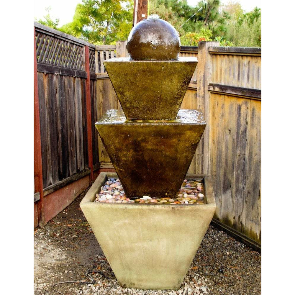 Giannini Garden Tiered Concrete Outdoor Garden Fountain with Ball - 1488 & 1489 - Majestic Fountains