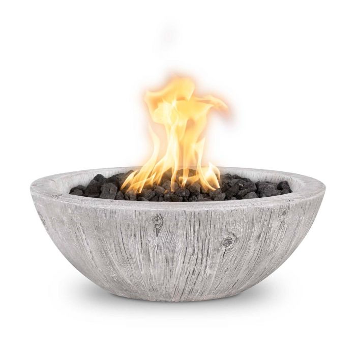 TOP Fires Sedona Round Fire Bowl in Wood Grain by The Outdoor Plus - Majestic Fountains