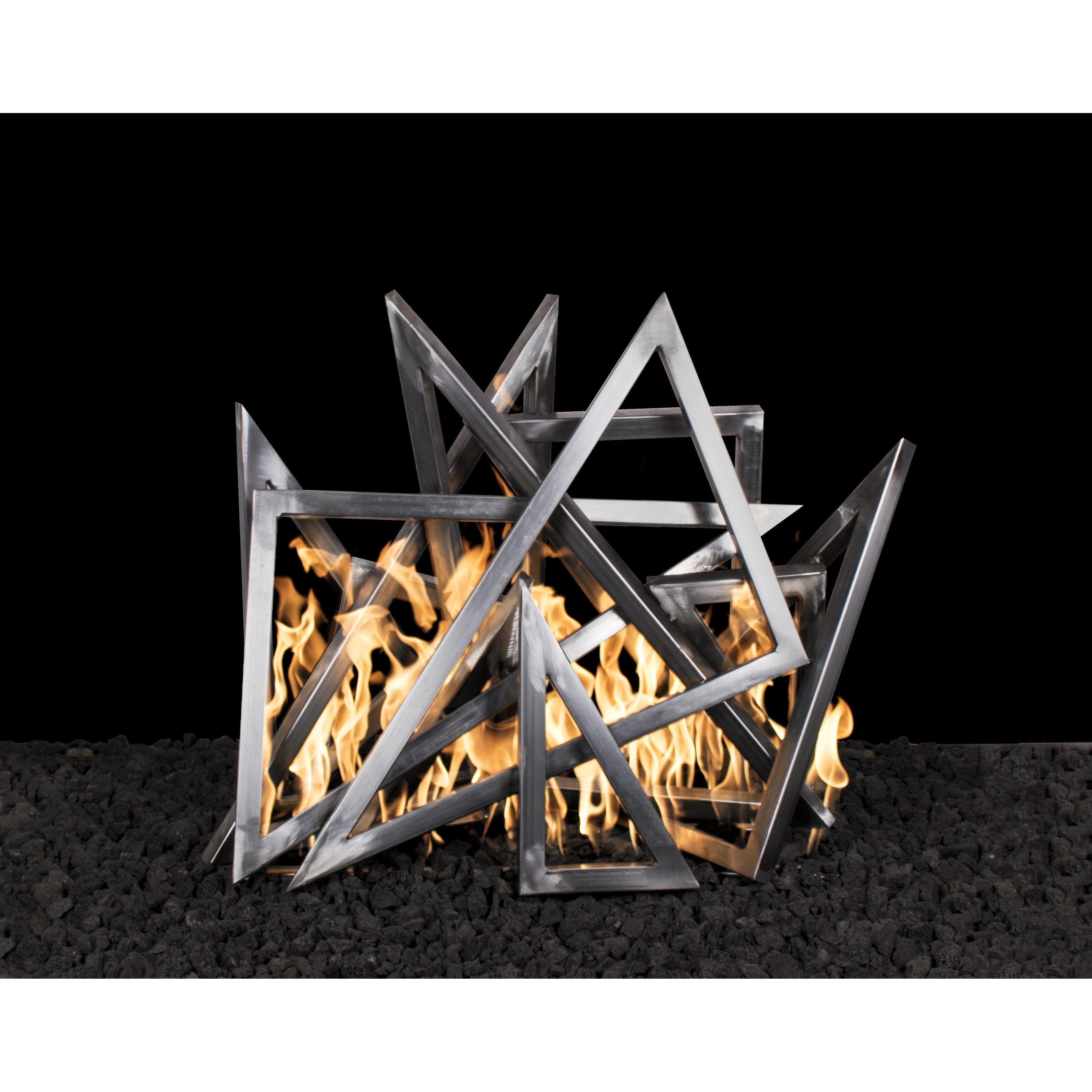 TOP Fires - Steel Triangle Sculpture - Fire Pit Ornament -The Outdoor Plus - Majestic Fountains